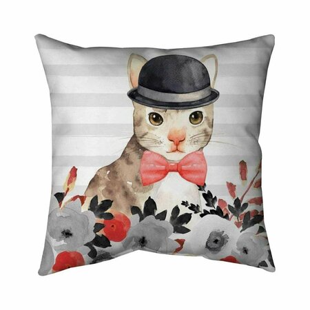 BEGIN HOME DECOR 26 x 26 in. Cat Detective-Double Sided Print Indoor Pillow 5541-2626-CH8-1
